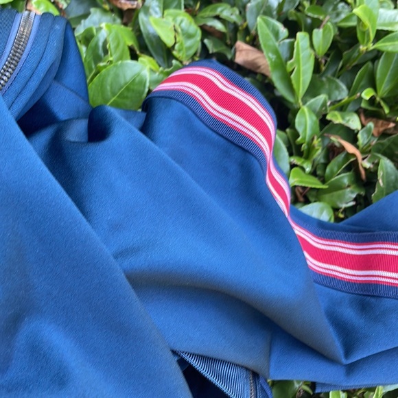 Sweaty Betty Retro Classic Track Jacket Blue with Red White Stripe Size Medium - Picture 11 of 11